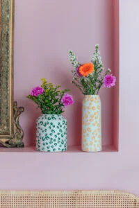 vase motif léopard fait main