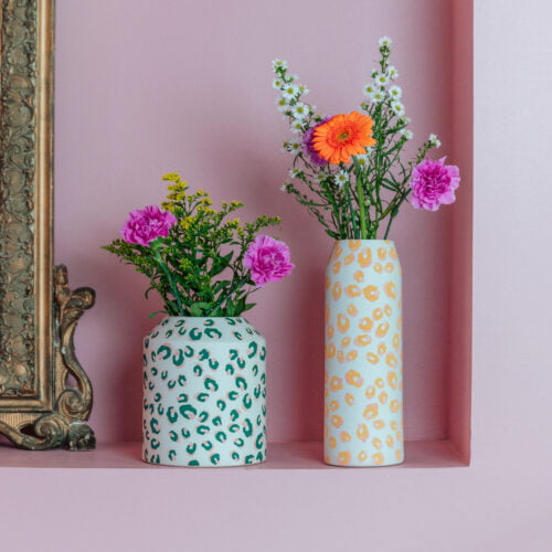 vase motif léopard fait main