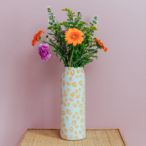 vase motif léopard fait main