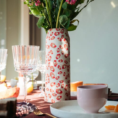 vase motif léopard fait main